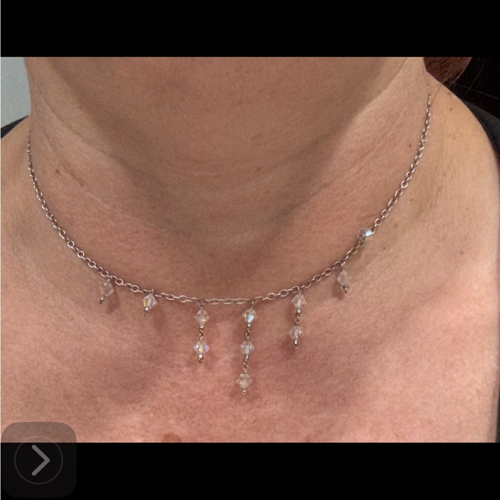 Silver Necklace with Crystal Accents 925 stamped on clasp